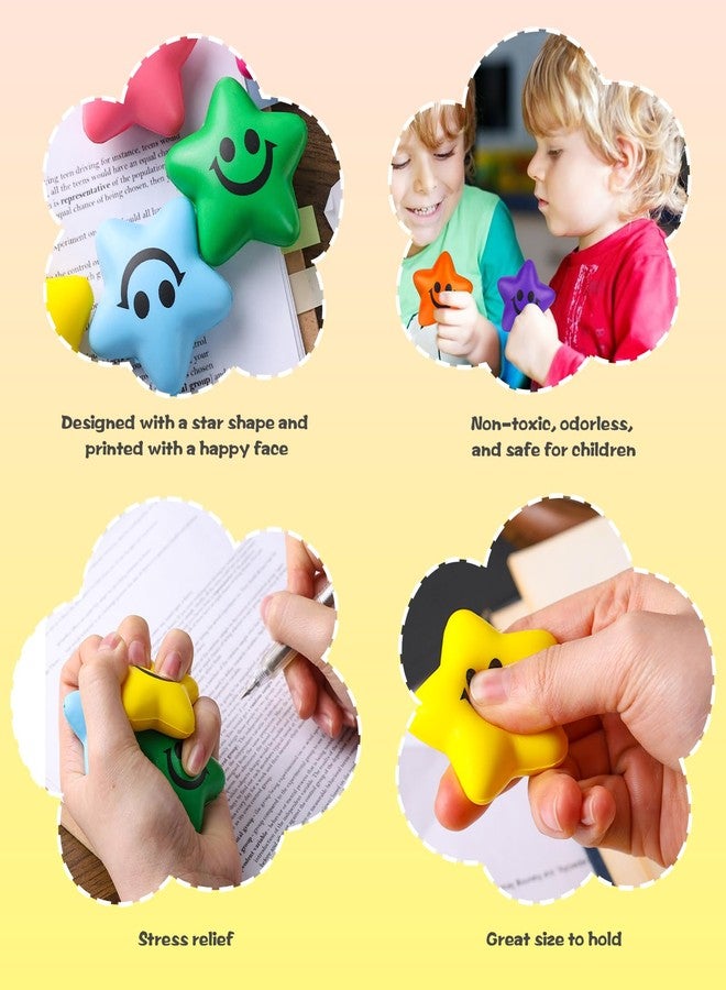 MCPINKY 32PCS Stress Balls Star Shape, 2inch Squeeze Toys Colorful Foam Smile Face Stress Balls for Kids Classroom Prizes Sensory Fidget Toys - Image 3